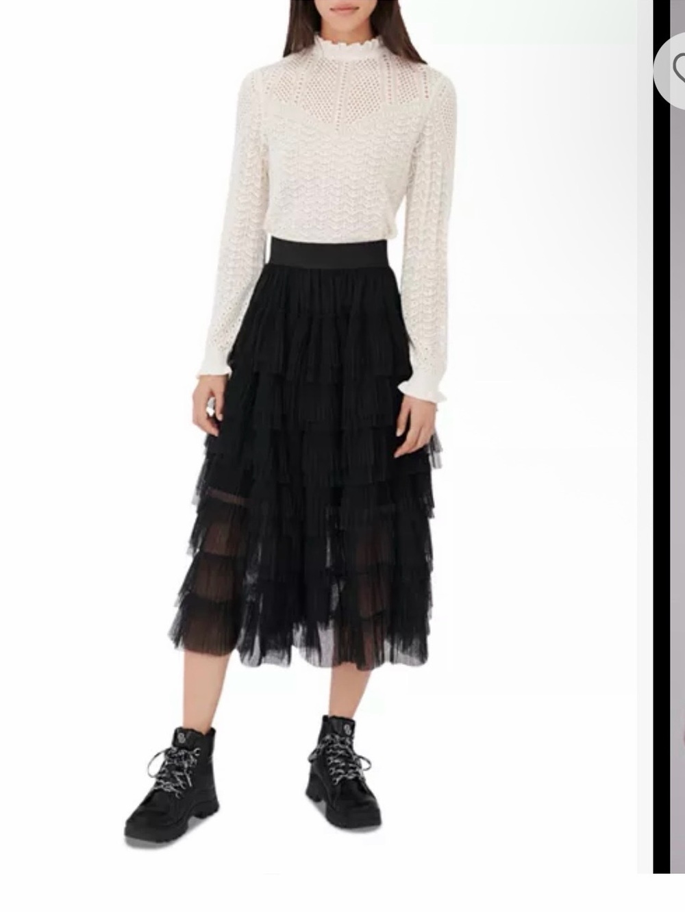 Maje Josepha Tiered Tulle Skirt Midi Skirt, almost NWT.